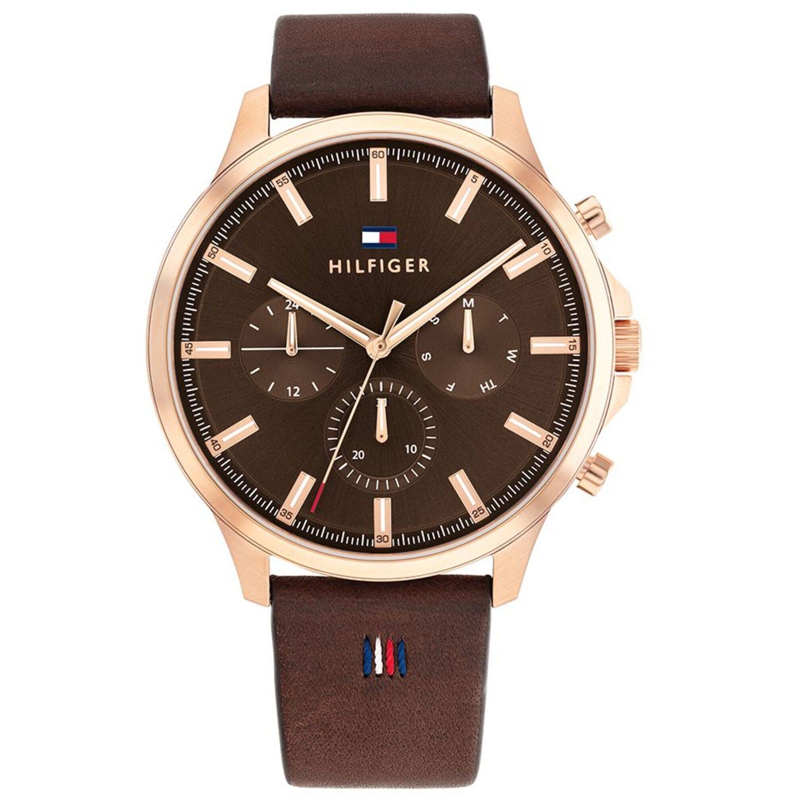 Мужские часы Tommy Hilfiger Ryder Day-Date на коричневом ремешке из натуральной кожи 1710497