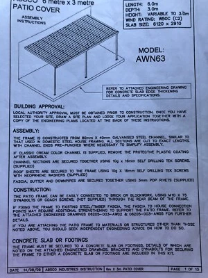 Absco Patio Awning Flat Roof Carport 6m X3m Cover Shelter Diy