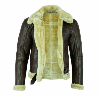 RAF Aviator Mens B3 Bomber Pilot Flying Premium Fur & Sheepskin Leather Jacket/