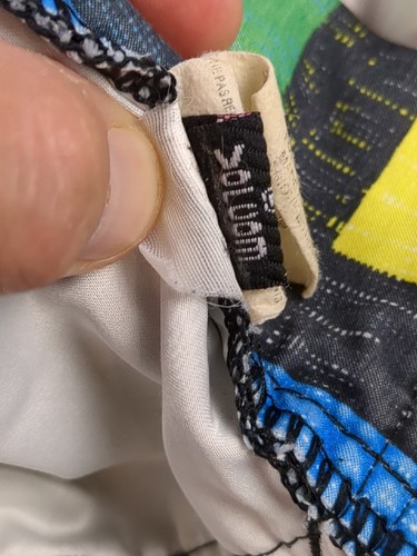 Volcom Boardshorts Swim Shorts Size 34 Foster Plaid Too Blue Yellow 23" Out Seam - Picture 8 of 9