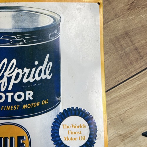 Letrero de metal de aceite de motor GUFLPRIDE vintage hombre cueva logotipo - ¡EXCELENTE ESTADO! - Imagen 4 de 6