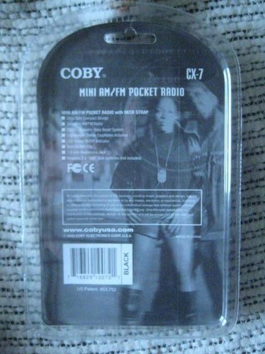 NEW Coby Mini AM/FM DBBS Pocket Radio Gray/Black w/ Earphones & Neck Strap CX-7 - Picture 7 of 7