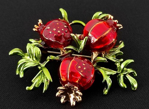 Granatapfel Brosche Anstecknadel Damen Schmuck Pin Obst Baum Casual m14 - Bild 2 von 3