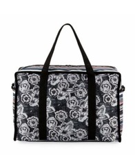 NWT Lesportsac Gabrielle Ripstop East West Box Duffel Bag Black White/Multi $175