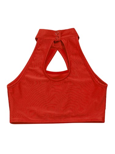 Kids Girls Sparkle Halter Sleeveless Latin Dance Crop Top Vest Shirt Sports Bra - Picture 76 of 138