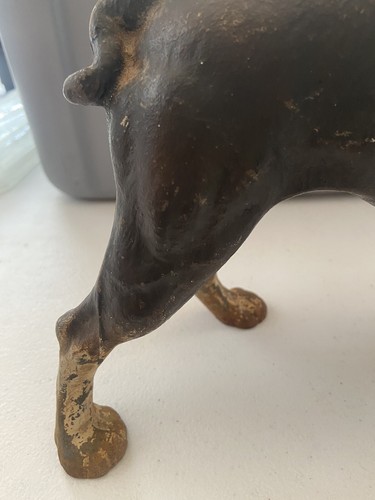 Hubley Large Boston Terrier Dog Cast Iron Door Stop 10” Antique Heavy - Picture 3 of 9