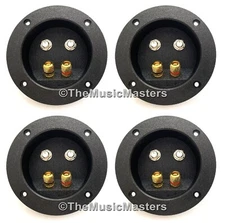 4X Gold Banana Speaker Screw Terminal Cups Dual 1/4" Jacks Home Pro Studio Boxes