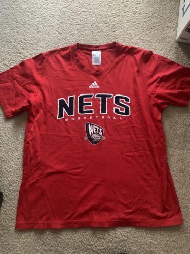 Rare New Jersey Nets Adidas Men's Jersey T-Shirt Red Size Large