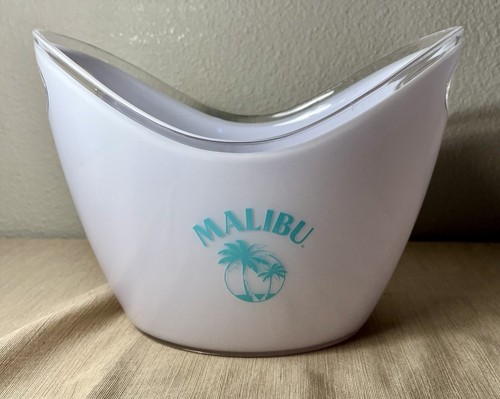 Malibu Rum Thick Acrylic White Bottle Service Ice Bucket w/ Handles BRAND NEW - Picture 1 of 8