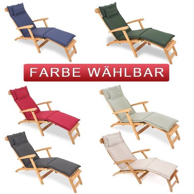 GARTENAUFLAGE POLSTER KISSEN AUFLAGE FÜR DECKCHAIR 186 x 45 CM TAUPE VIVAGARDEA