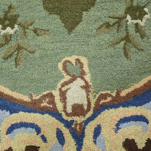 Geometric Victorian Style Aubusson Green Area Rug Hand-tufted Wool All Sizes - Picture 8 of 19