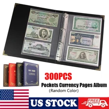 50 Pages Pockets Currency Page Money Banknote Album Book Binder Loose Leaf US