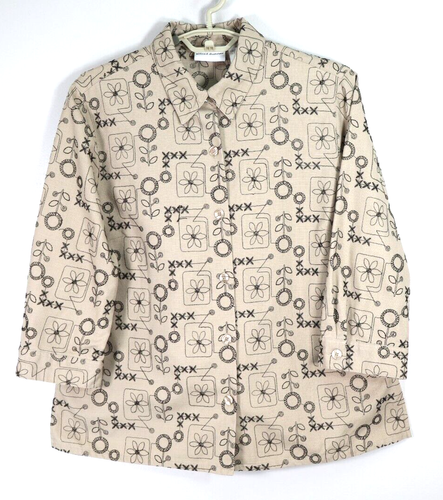 NEW ALFRED DUNNER Womens Poly Rayon 3/4 Sleeve Blouse Embroidered Floral Size 18