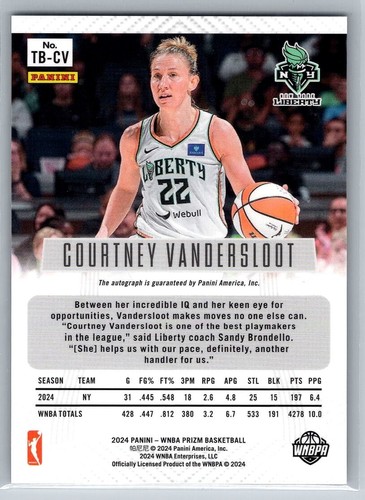 2024 Panini Prizm WNBA - Throwback Signatures Courtney Vandersloot #TB-CV (AU) - Picture 2 of 2