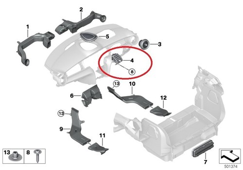 9265406 Mini Cooper F55 F56 F57 Dashboard Centre Right Air Ventilation Trim - Picture 3 of 7