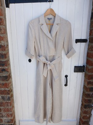 JAEGER DAMEN JUMPSUIT BEIGE 100% LEINEN - WEITES BEIN - UK 6 - NEU ETIKETT - UVP: 135£