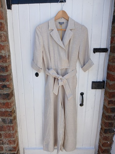 JAEGER DAMEN JUMPSUIT BEIGE 100% LEINEN - WEITES BEIN - UK 6 - NEU ETIKETT - UVP: 135£