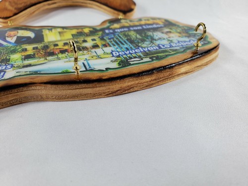 Portachiavi mappa in legno El Salvador, Colgadero de llaves De Madera Artesanal 9" - Foto 11 di 11