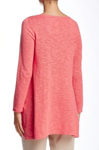 Nuevo con etiquetas Top Eileen Fisher para mujer talla L lino/algodón orgánico dobladillo alto-bajo cuello redondo $178 - Imagen 5 de 8