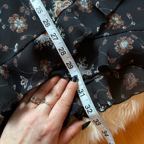 Womens Floral Maxi Skirt Black 7 Whimsigoth Witchy Fairygoth Prairie Cottagecore - Picture 10 of 11
