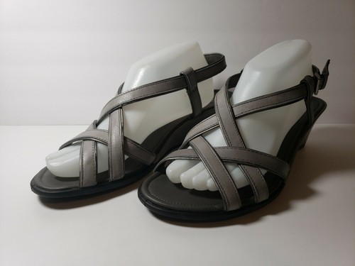ecco Women's Gray Strappy Ankle Strap Wedges - Size 41 - Picture 3 of 11