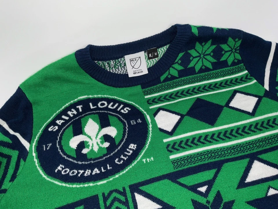 Suéter Saint Louis Football Club MLS para hombre M verde marino 100 % acrílico YGI A4-36 Foto 3 de 4