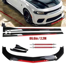 Front Bumper Lip Splitter Spoiler Glossy Black For Dodge Charger Challenger SRT