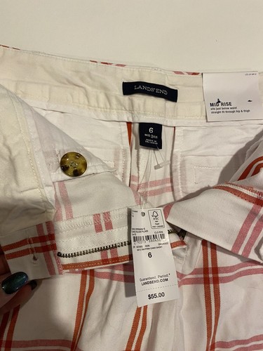 NWT Lands End Womens Blush Plaid Chino Shorts Size 6 - Picture 5 of 10
