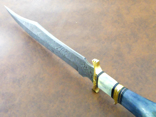 Handmade Unique Twist Petron Damascus 17"Bowie Knife Best For Hunting & Camping - 第 10/15 張圖片