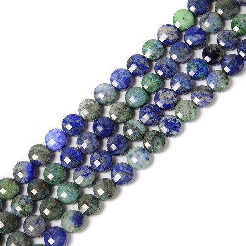 Chrysocolla Faceted Coin Beads Size 10mm 15.5'' Strand - Picture 2 of 2
