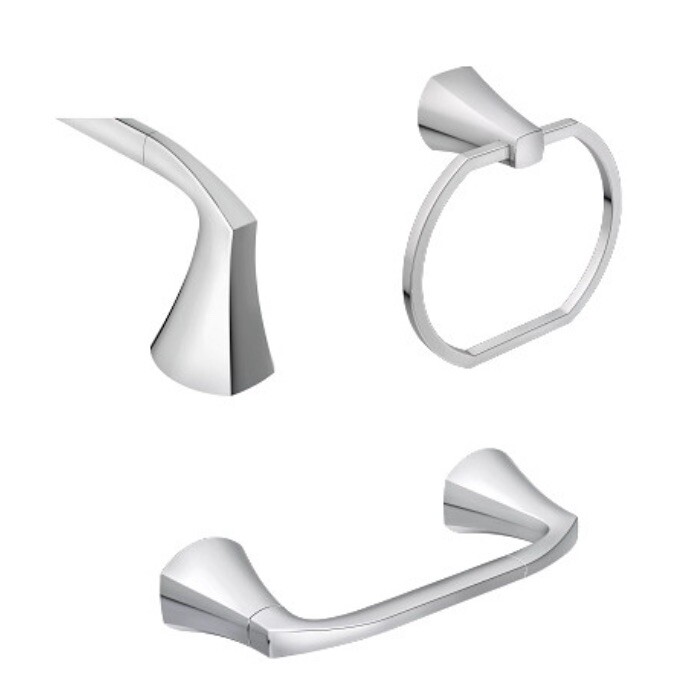 Moen Lindor Badezimmer-Set In Mattem Schwarz – Inkl. Handtuchstange, Handtuchring & Toilettenpapierhalter