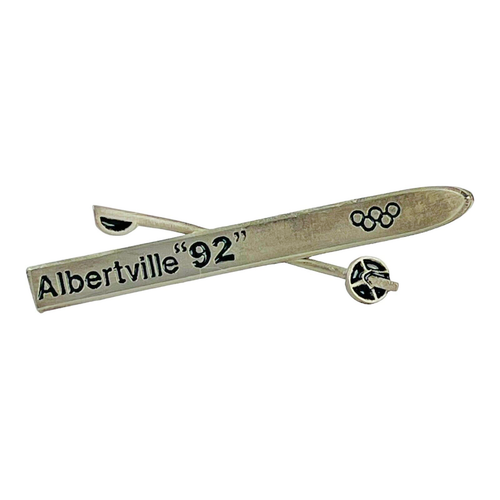 Vintage Albertville Winter Olympics 1992 Skiing Lapel Hat Pin Souvenir Ski Gift