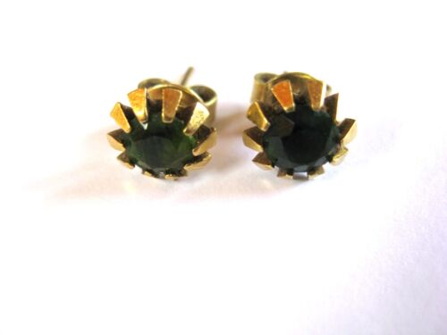 Earrings Gold 585 With Chrome Diopside, 0.0607oz - Picture 1 of 3