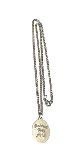 St. Antonius Medaille oval Anhänger Halskette rotbraun Emaille & silberfarben 20" - Bild 20 von 24