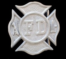 SIMPLE FIRE FIGHTER MALTESE CROSS BELT BUCKLE SISKIYOU PEWTER NEW