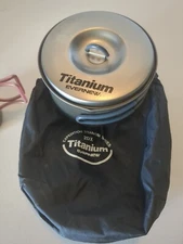 Evernew Ultralight Titanium 2DX Pot, Lid With Handles And Titanium Mug 300