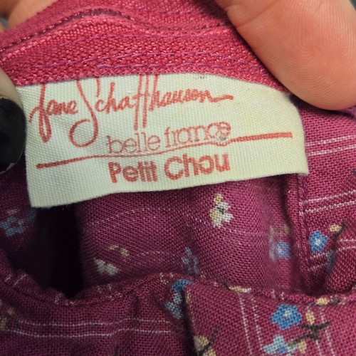 Vintage Jane Schaffhausen Belle France 70s 80s Pink Floral Prairie Dress W/ Ruff - Picture 5 of 9