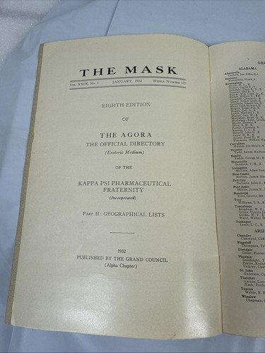 Vintage Vierteljährliches Magazin The Mask Of Kappa Psi Pharmaceutical Fraternity, Januar 1932 - Bild 11 von 18