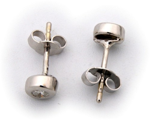 Pendientes individuales para hombre oro blanco 585 diamante oro 0,08ct oro 14 quilates nuevos - Imagen 2 de 4