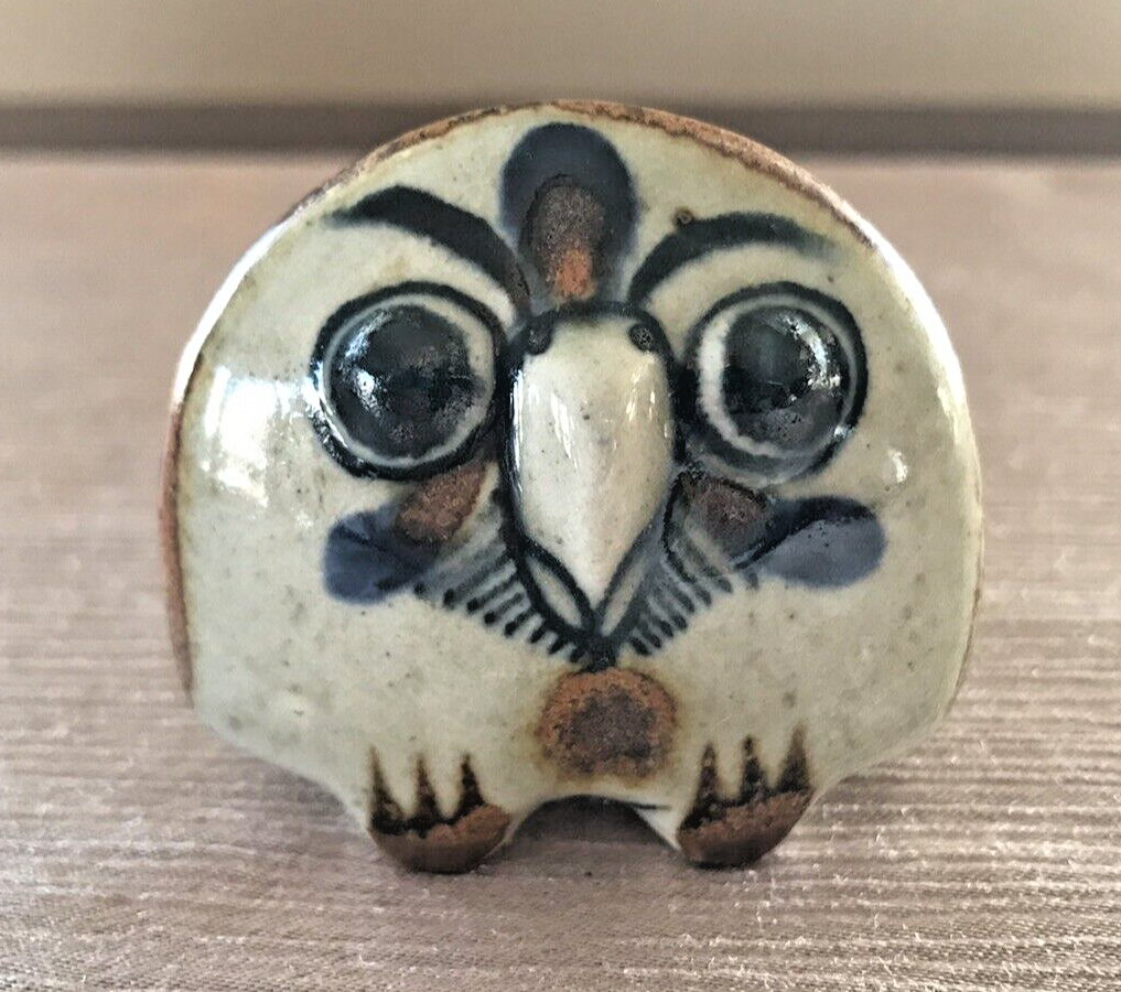 Jorge Wilmot Signed Tonala Owl Figurine Mexican Folk Art Pottery 2