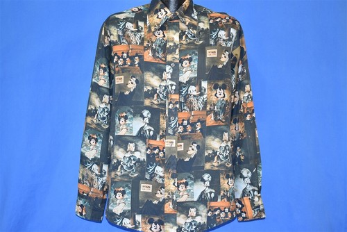 vintage 70s MICKEY MOUSE PORTRAIT GALLERY DISNEY BIG COLLAR POLY DISCO SHIRT M - Imagen 2 de 6