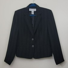 Rena Rowan Black w/ White Vertical Dot Stripes Short Blazer Jacket 12