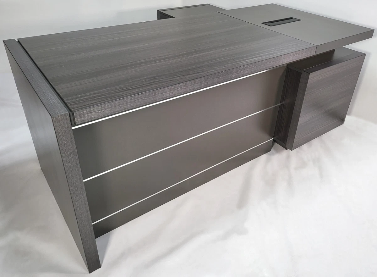 High Quality Modern Grey Oak Executive Corner Office Desk Storage