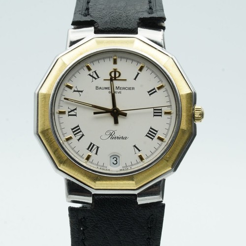 BAUME & MERCIER RIVIERA QUARTZ HERREN UHR 35MM STAHL/GOLD WEISS 5231 WEISS BM133