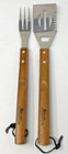 Stainless Steel Grilling BBQ Fork & Spatula Set With Bamboo Handles 15 Inches