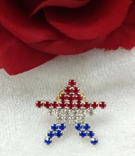 Lapel pin star patriotic USA America colored rhinestones prong set ...