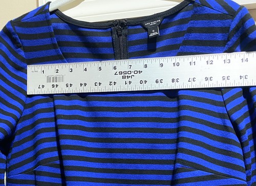 Ann Taylor Woman’s Size S Blue/Black Short Sleeves Zipper Dress Sheath Party - Picture 8 of 10
