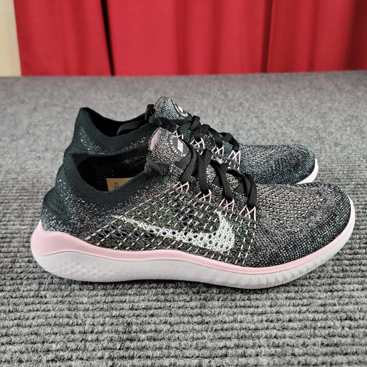 Nike free rn flyknit 2018 black pink foam cheap