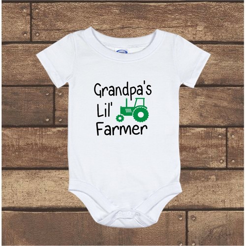 Grandpa's Little Farmer with Tractor Pregnancy Gerber Baby Onesie Newborn - 24M  - Picture 1 of 3