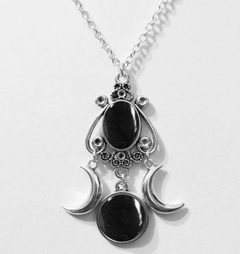 Crystal Necklace 50cm Chain Silver Moon Jewellery TITANIUM BLACK OBSIDIAN Jewelr - Picture 3 of 3